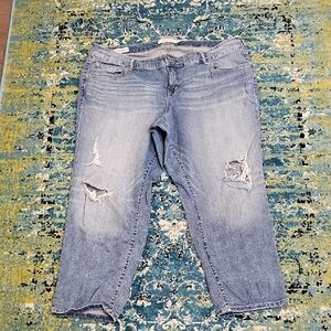 Torrid Size 22 Boyfriend Blue Ankle Cropped Distressed Jeans